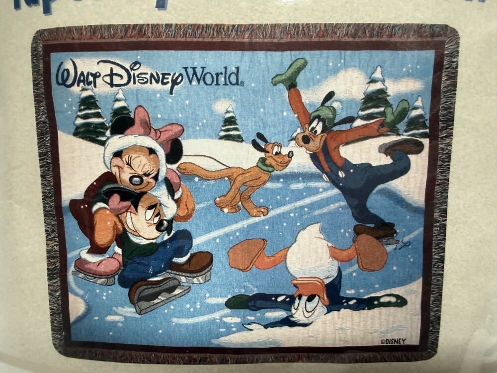 Walt Disney World Mickey Mouse Winter Ski Blanket 60x50 Tapestry Woven Throw NEW